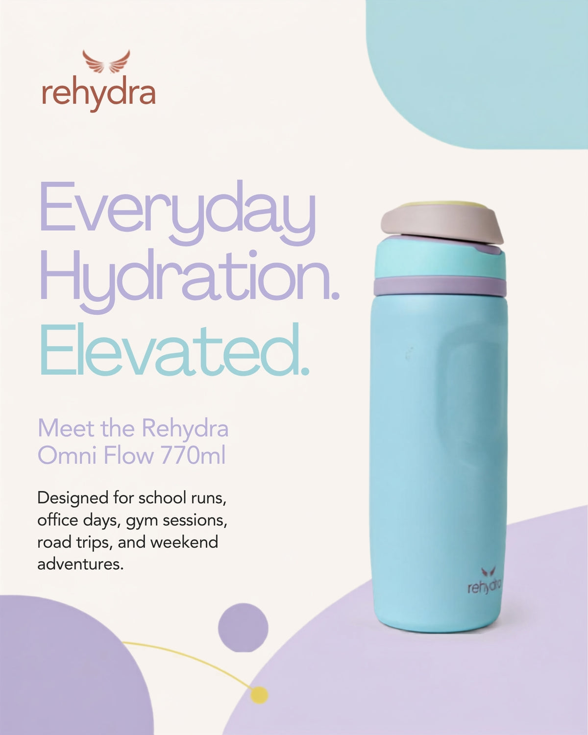 Rehydra Omni Flow Wide Mouth Hidden Push Open | 770ml