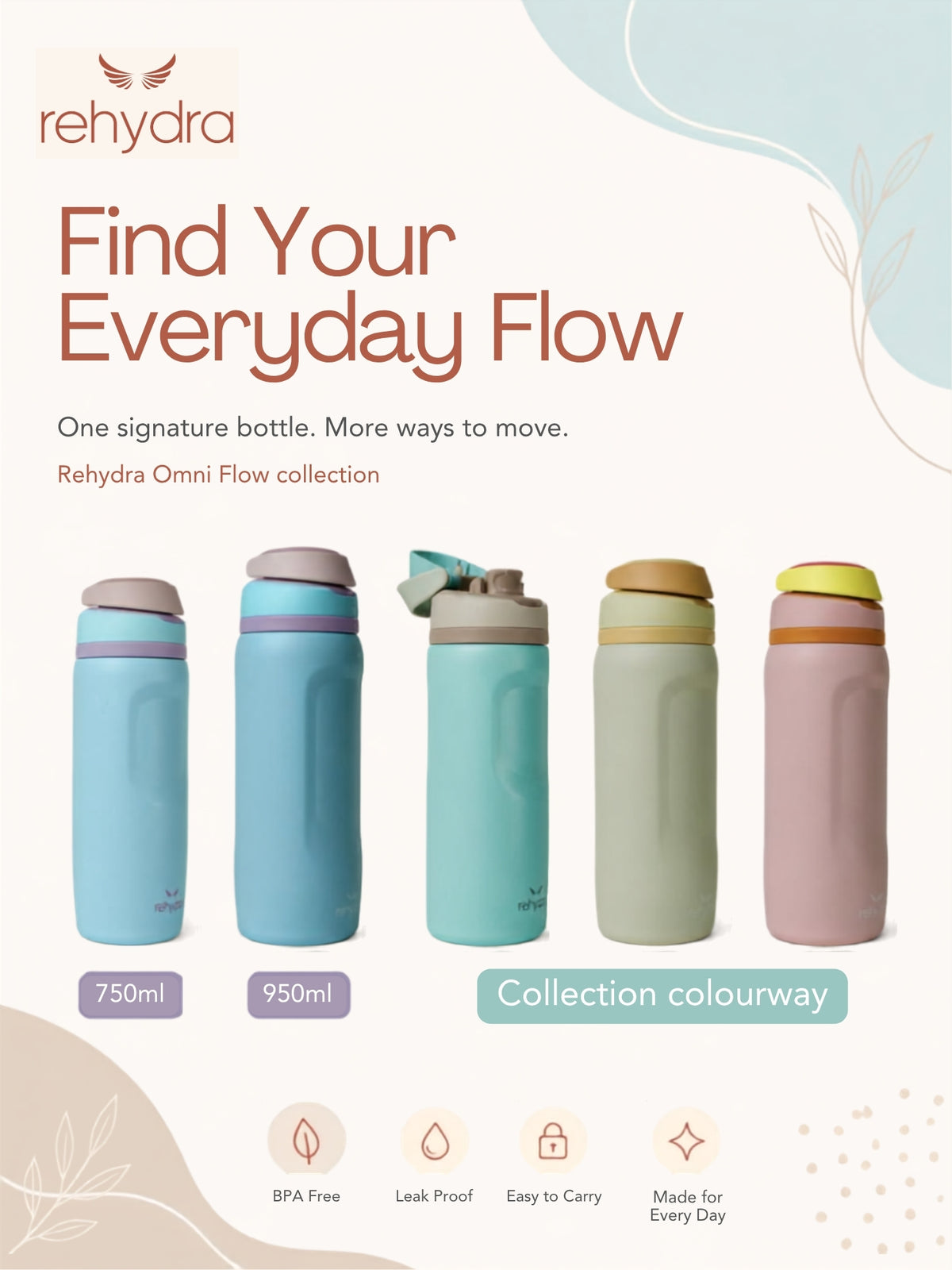 Rehydra Omni Flow Wide Mouth Hidden Push Open | 770ml